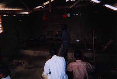 Worship in village church.